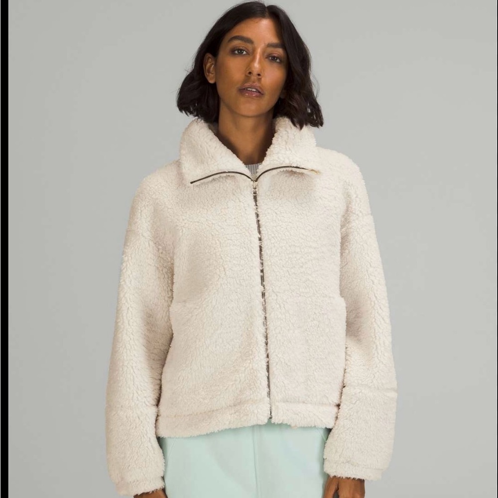 Lululemon Cinchable Fleece Zip-up in Bone Size 8